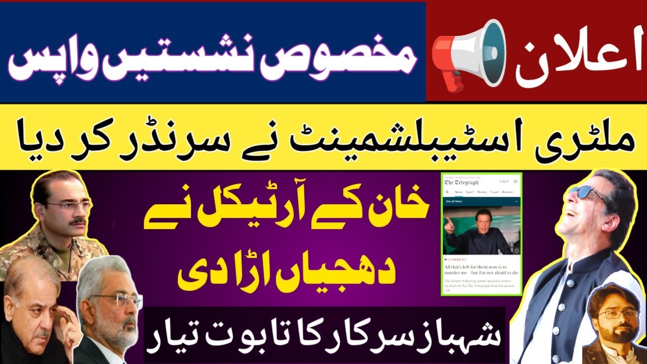 Announcement Reserved seats backed to PTI|Establishment Surrender|IK Telegraph article|Pakistan news