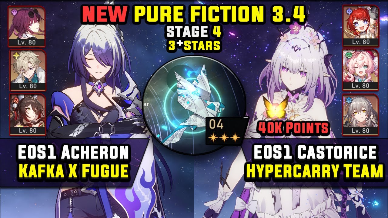 E0 Acheron Carry W/ Kafka& E0 Castorice Carry (3 Stars) NEW Pure Fiction 4 Honkai Star Rail 3.4