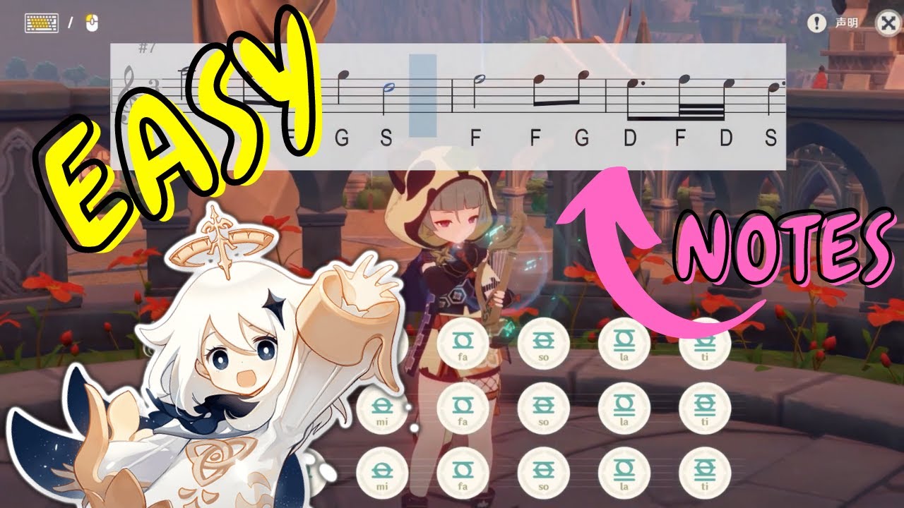 【EASY】Genshin Impact Main Theme - Dream Aria | Genshin Impact Lyre with NOTES | Tutorial