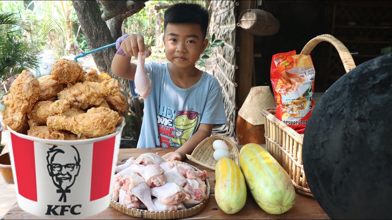 Seyhak makes own Best KFC at home - Crispy chicken leg for mom to taste - Chef Seyhak