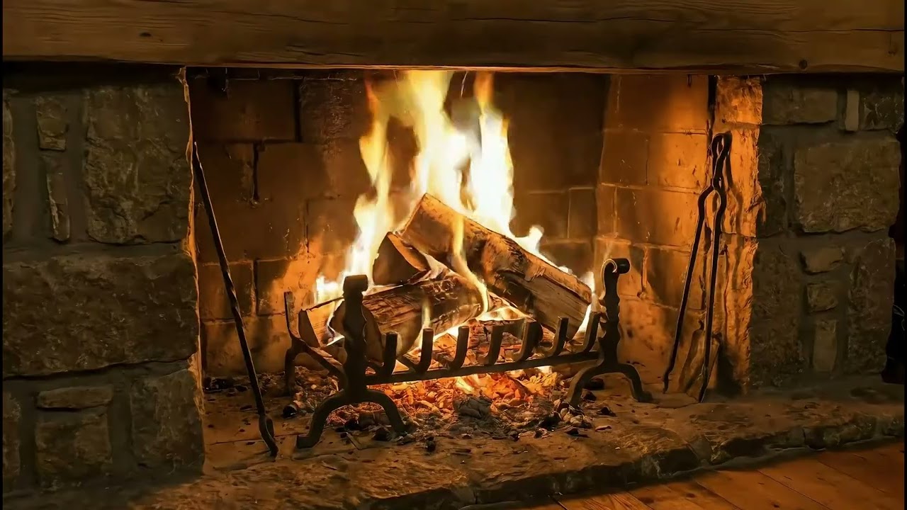 ❄️ Winter Night Ambience: Warm Fireplace & Gentle Crackling Sounds (No Music)