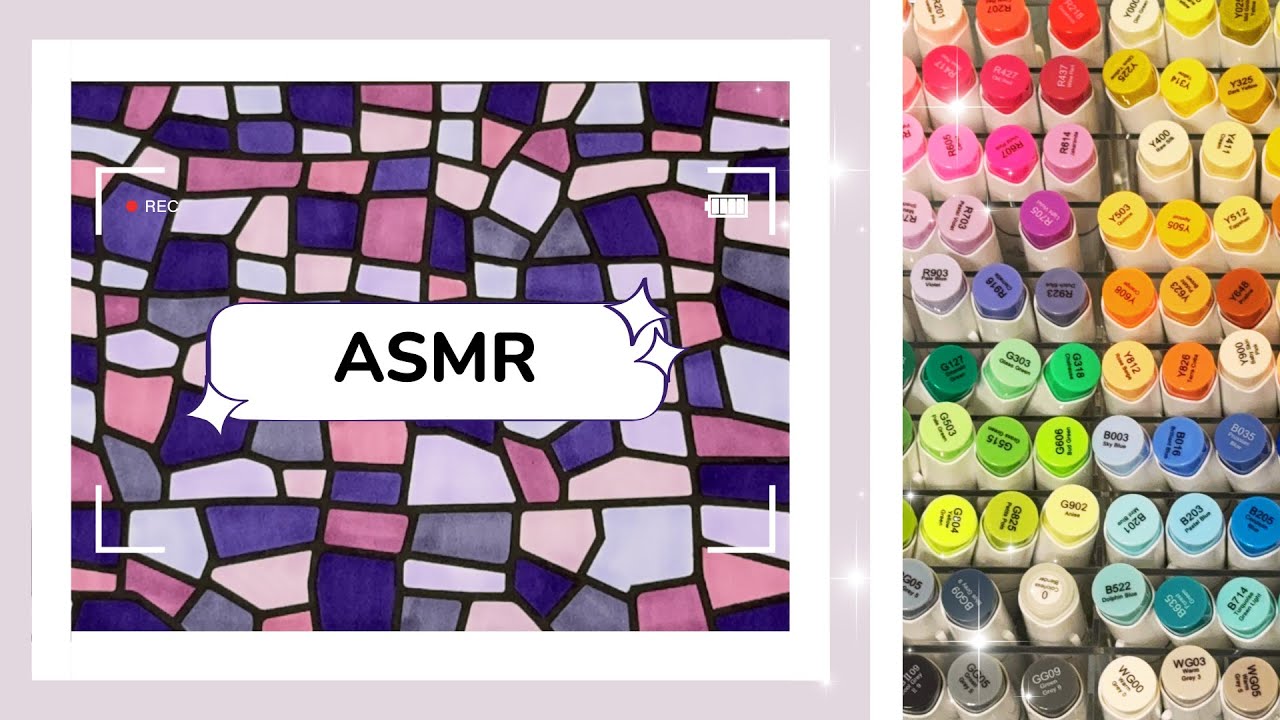 Purple Coloring ASMR ✨ Relaxing Marker Sounds for Stress Relief 💜 Bedtime Sleep Sounds