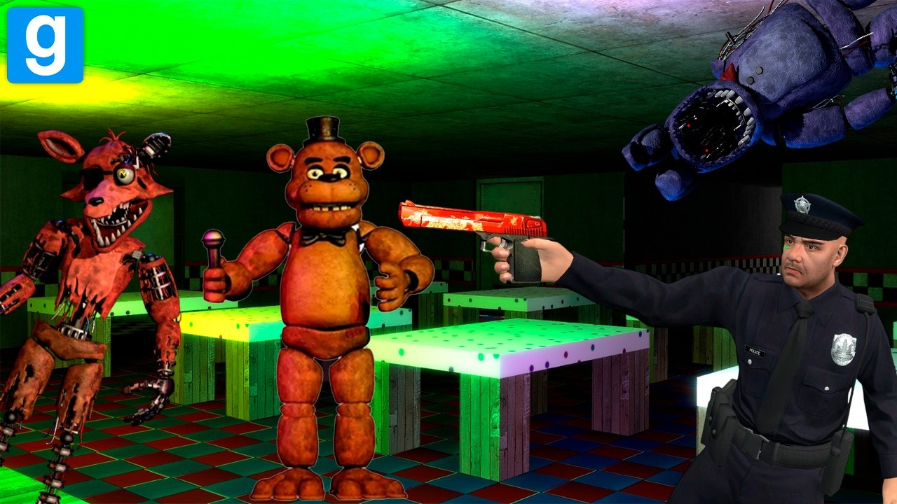 АНИМАТРОНИКИ ПЫТАЮТСЯ НАПУГАТЬ ОХРАННИКОВ FNAF 1! ►FNAF GMOD🎮🔥
