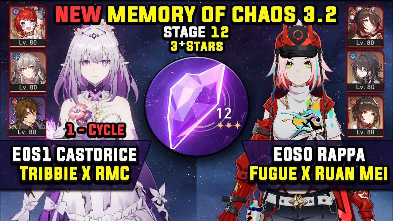 E0 Castorice Carry W/ Tribbie & E0 Rappa Carry (3 Stars) NEW Memory Of Chaos 12 Honkai Star Rail 3.2