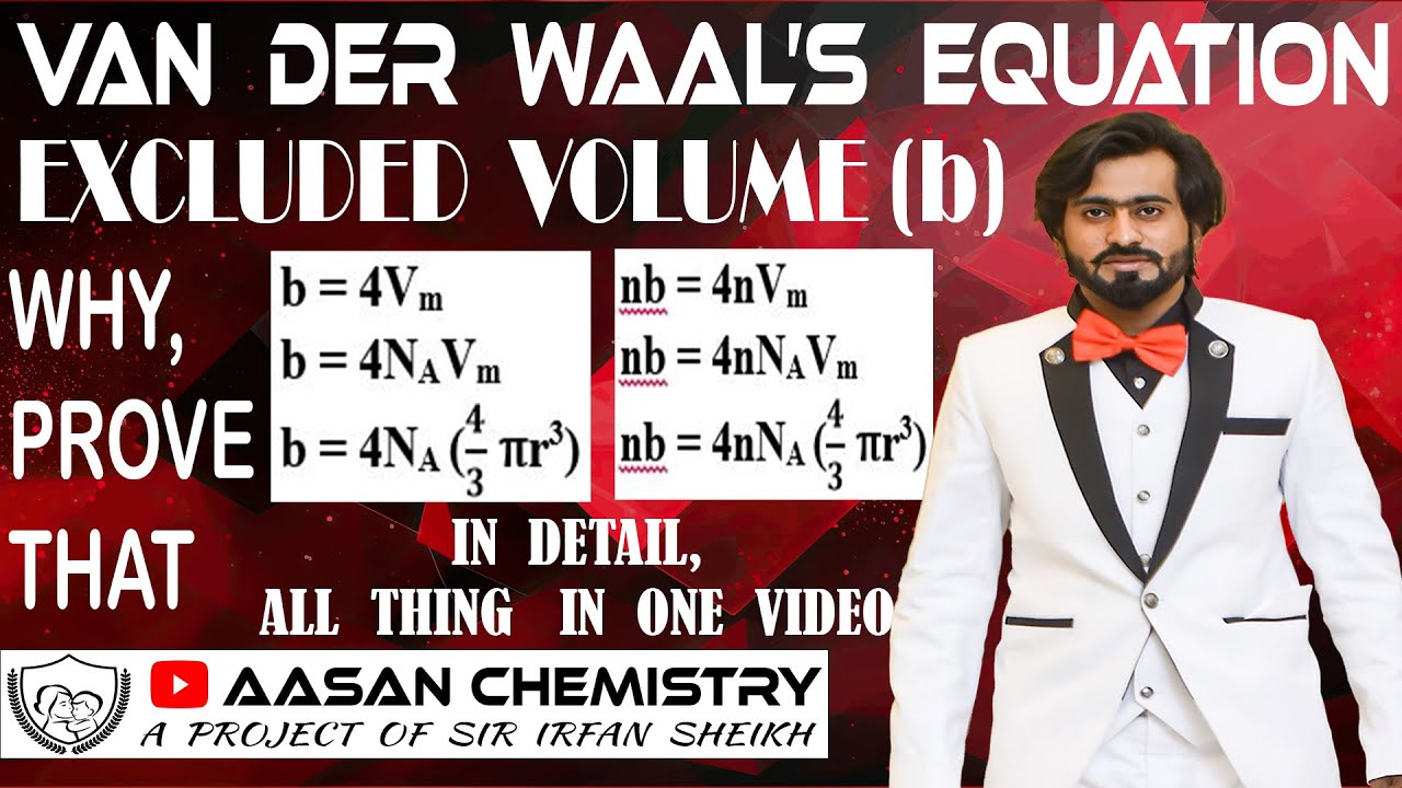 Excluded Volume b = 4V | Van Der Waal's Constant | b=4Vm | Gases | Aasan Chemistry Sir Irfan Sheikh