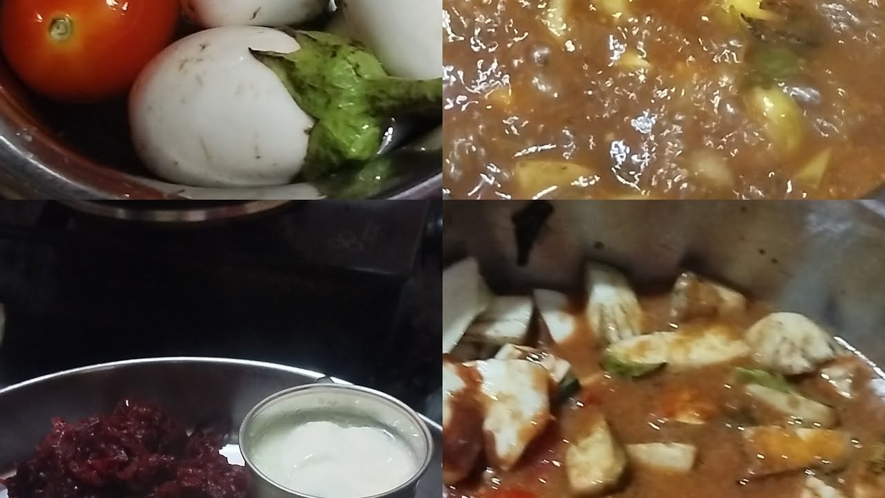 Kathirikaikulmbu|beetroot poriyal|curd| Kara kulambu