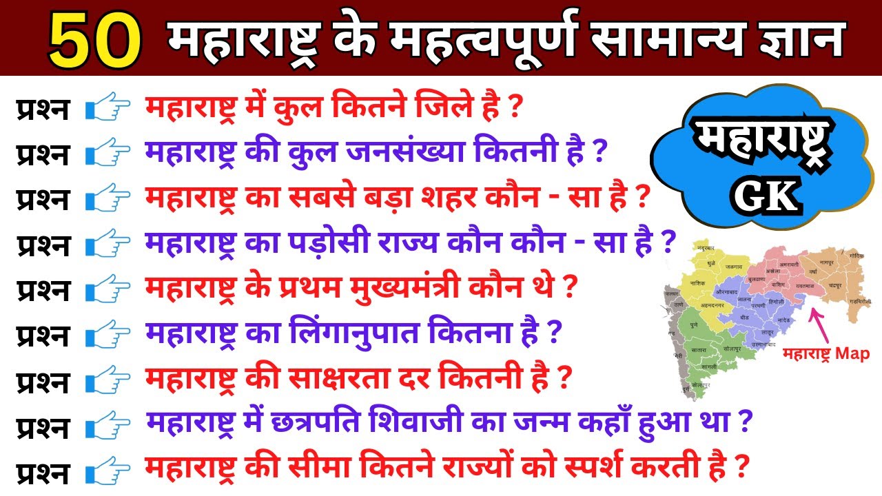Maharashtra GK | Maharashtra GK in hindi | Maharashtra GK Question | Maharashtra GK Questions Answer