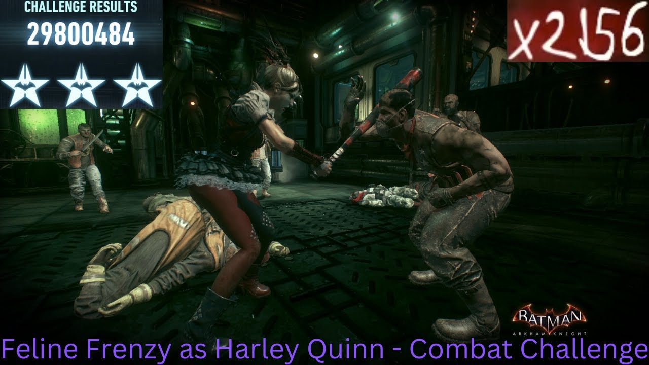 Batman Arkham Knight PC Feline Frenzy as Harley Quinn - Combat Challenge World Record?