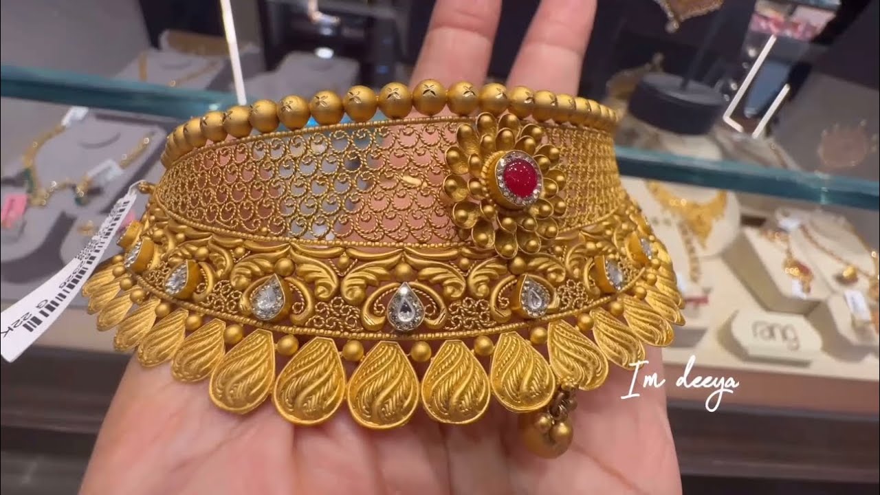 Kalyan New Choker Necklace Designs with Price/Long Haram/Ruby Necklace/Gold Necklace Design/Im deeya
