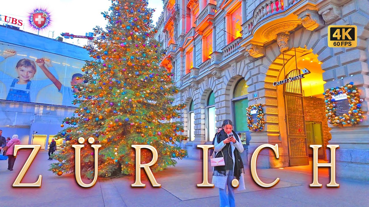 ZURICH SWITZERLAND ✨ Evening in the City Center / Currently Walking tour 4K Christmas Time