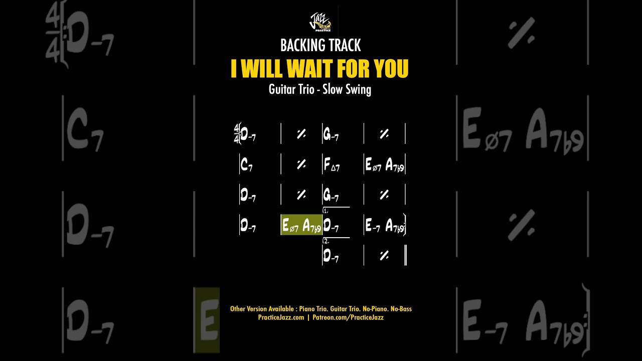 Jazz Guitar Trio - I Will Wait for You Backing Track | 100bpm | Real Book Vol.2 #shorts