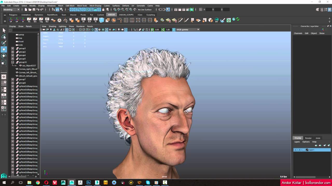 Fast Way to Create Polygon Hair for Character in Maya