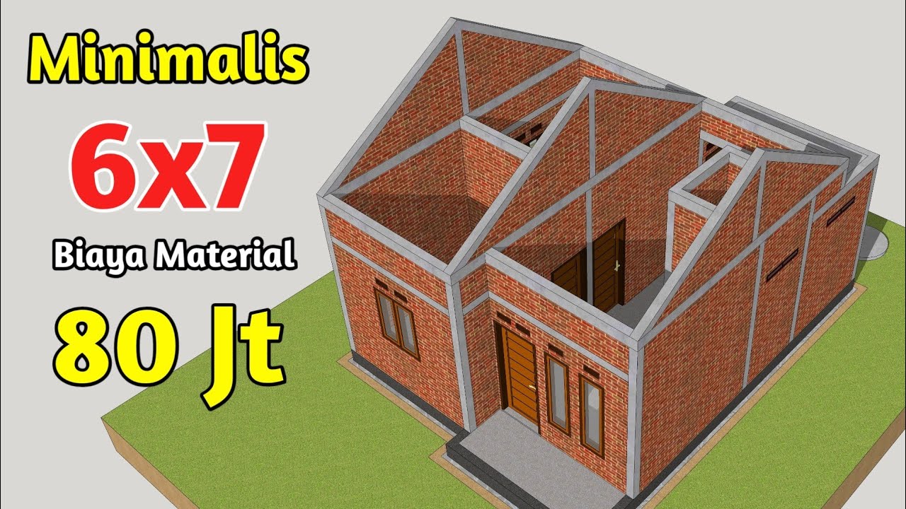 DESAIN RUMAH Minimalis 6x7 Meter 2 Kmar tidur || Animasi konstruksi
