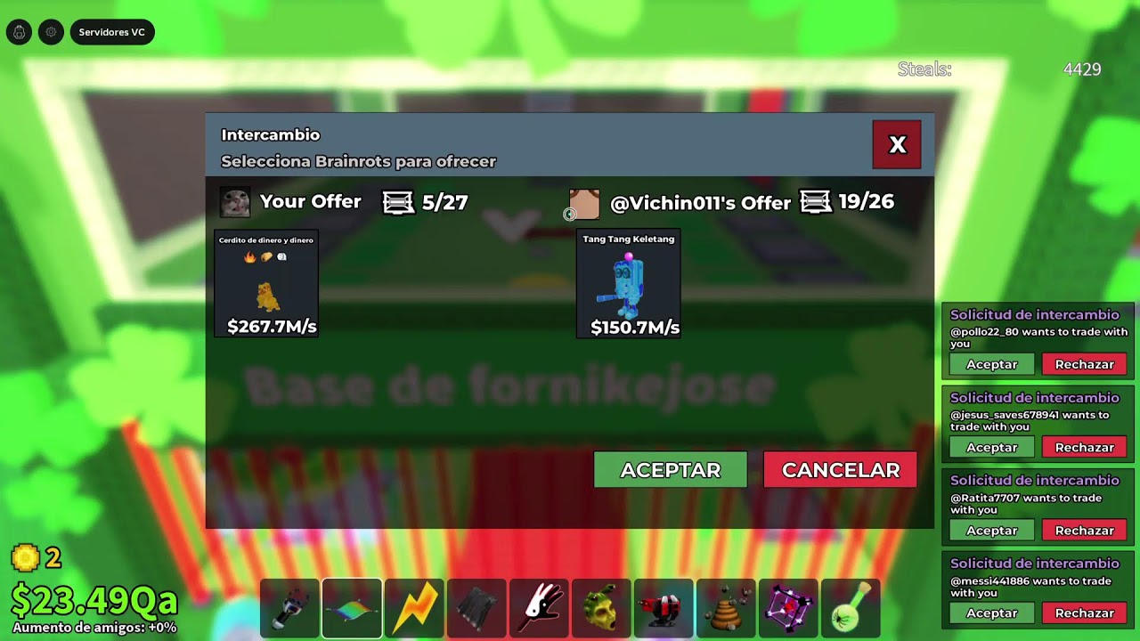 Trades mi user es Fornikejose  en Roba un brainrotRoblox
 


  Roblox en Roba un brainrot
