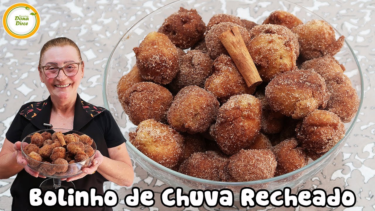 BOLINHO DE CHUVA RECHEADO COM BANANA | RECEITA FÁCIL E RÁPIDA DE BOLINHO RECHEADO COM FRUTAS  #579