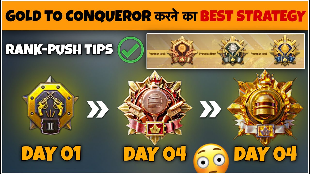 Day 🇮🇳01- Gold To Conqueror Best Strategy To Rank-Push in Just 4 Day 🔥. S27 Tips & New Event Guide ✅