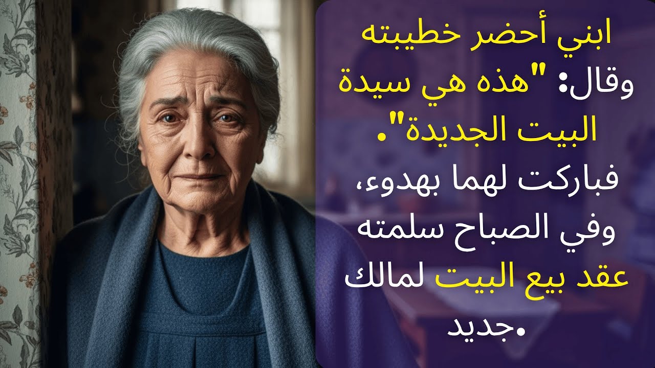 ابني أحضر خطيبته وقال هذه هي سيدة البيت الجديدة  فباركت لهما بهدوء، وفي الصباح سلمته عقد بيع البيت..