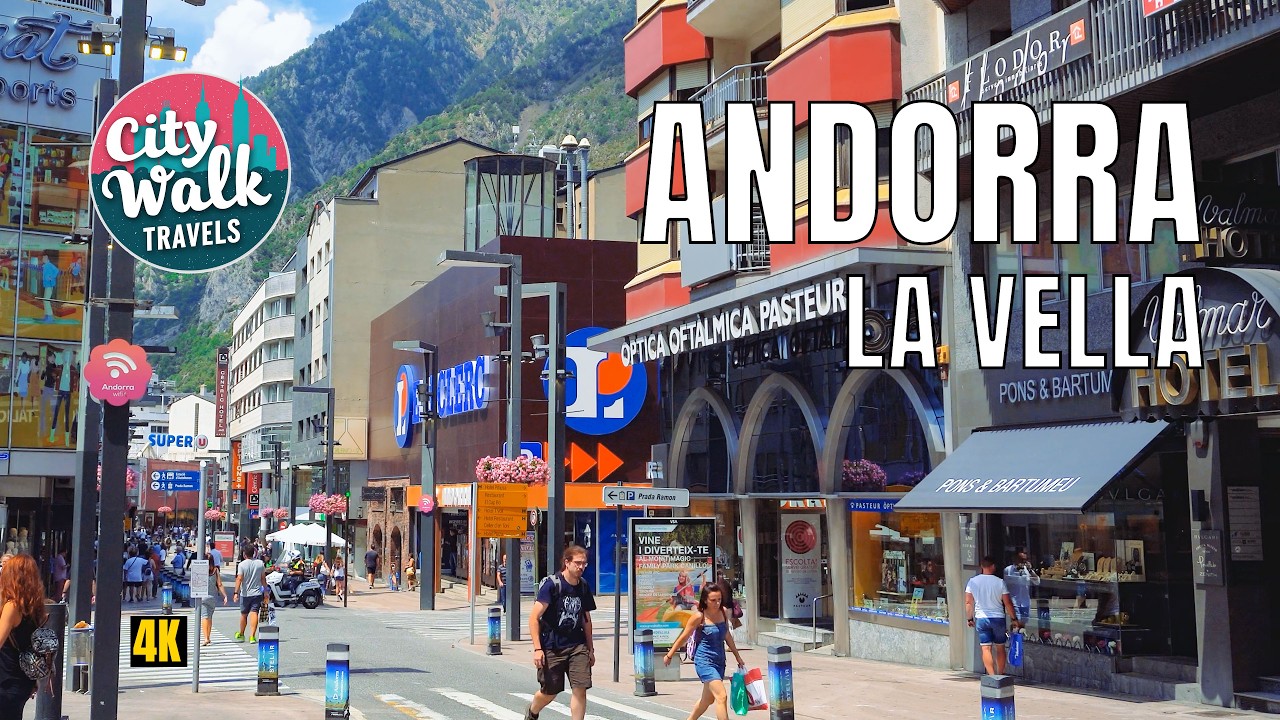 Andorra la Vella 🇦🇩 Walk | 4K | Natural Sound | Pyrenees Capital City Tour