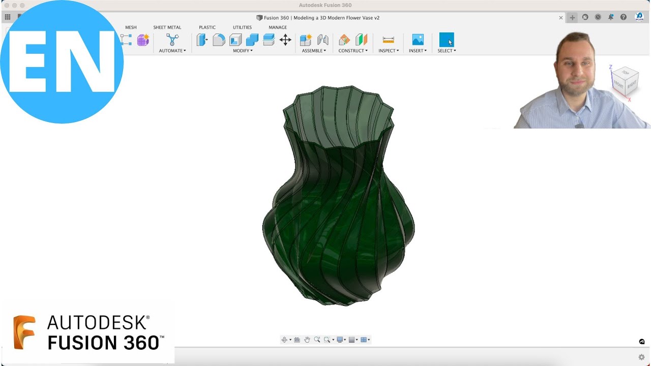 Fusion 360 | Моделирование современной 3D-вазы для цветов | Быстро и просто