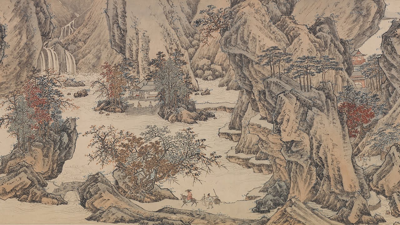 明 仇英 摹李晞重江疊嶂圖 - 設色雅靜，用筆精詣，意境深遠