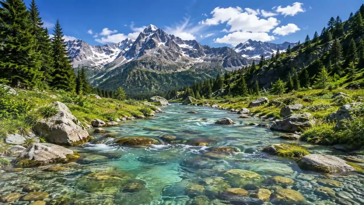 Alpine Relaxing Music | Crystal Alpine River Sounds for Yoga, Focus & Mental Clarity