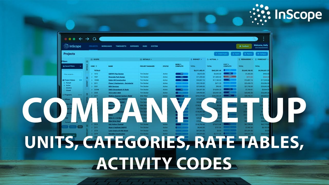 Company Setup: Units, Categories, Rate Tables, Activity Codes