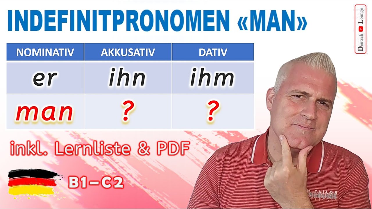 Deutsche Grammatik: man – einen – einem (N/A/D) einfach erklärt inkl. engl., span. & frz. Beispielen