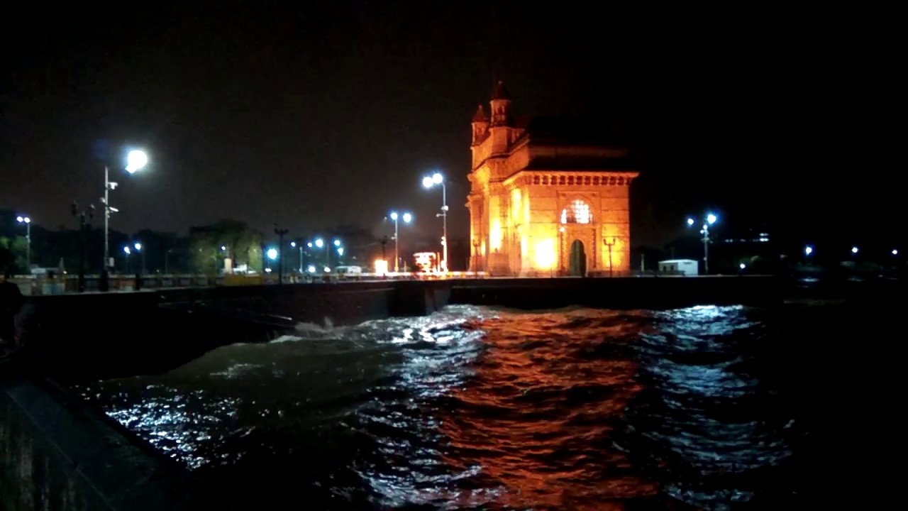 Gate way of india and Taj palace mumbai  in high tides
