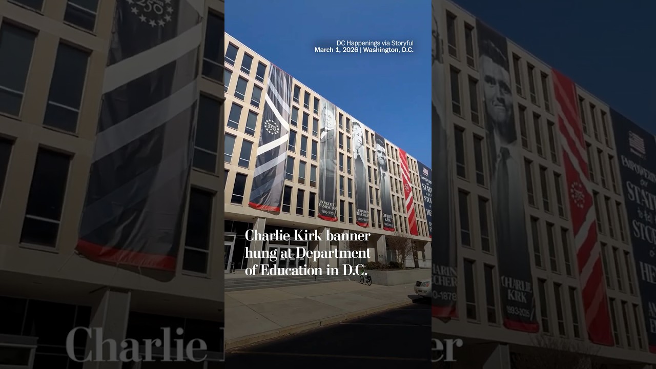 Charlie Kirk banner hung at Department of Education in D.C.