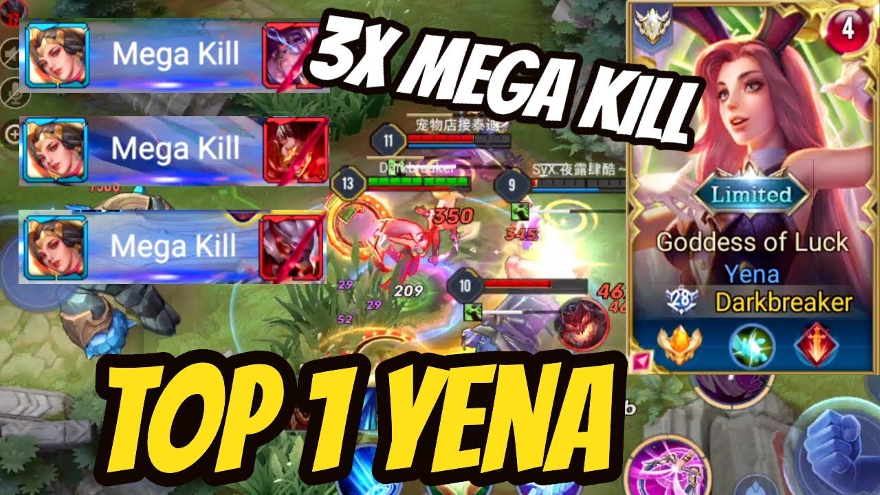 TOP 1 YENA 3 MEGA KILLS BEST SERVER YENA GAMEPLAY | AoV | 傳說對決 | RoV | Liên Quân Mobile