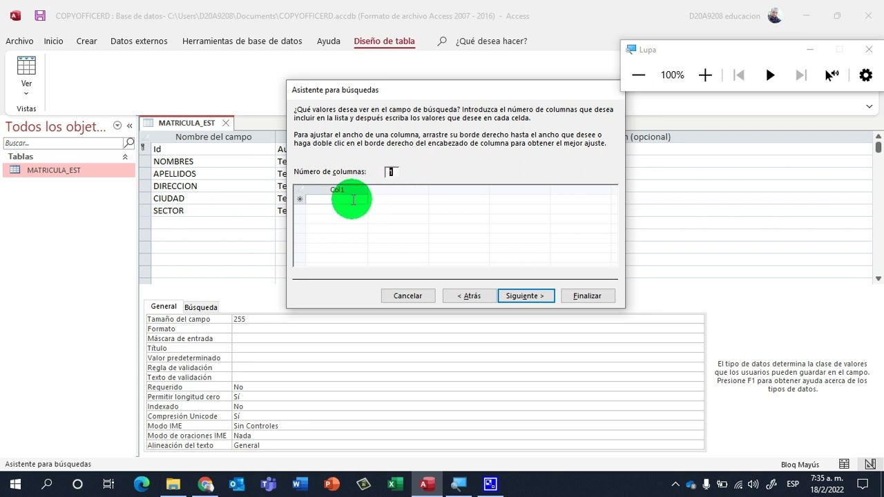 HACER LISTA DESPLEGABLE EN ACCESS