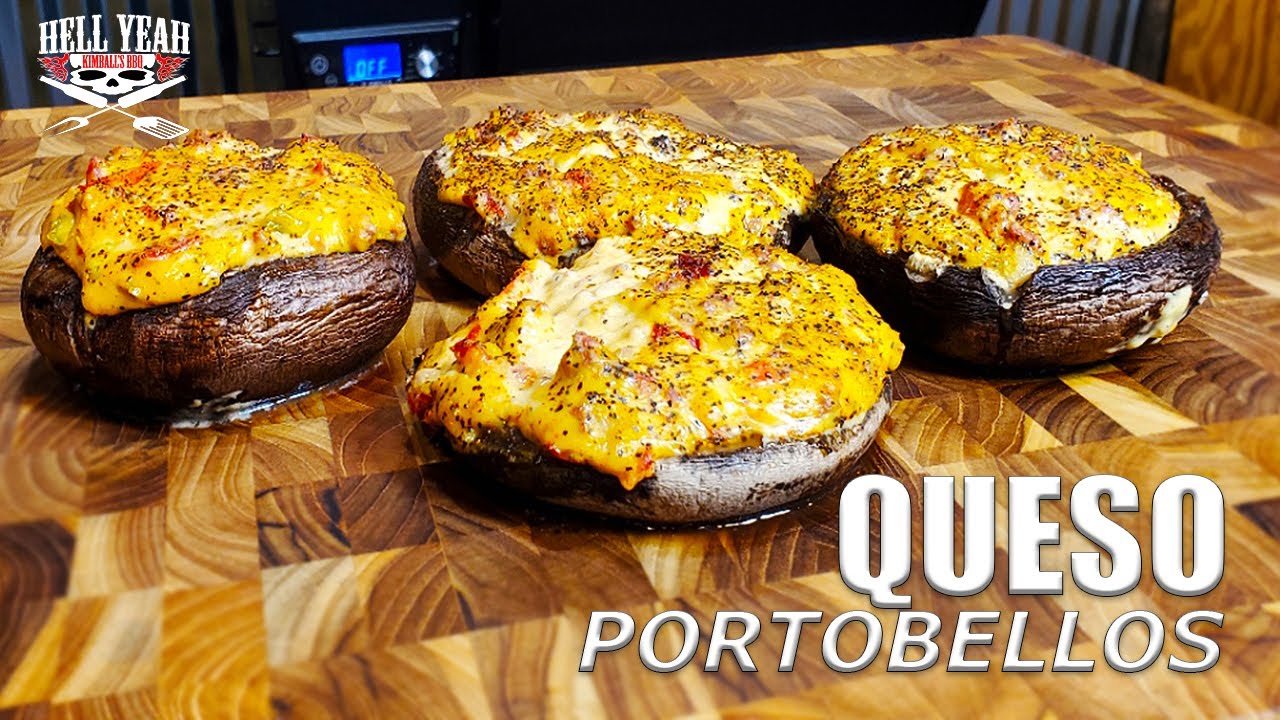 Queso Stuffed Portobello Mushrooms on a Grill