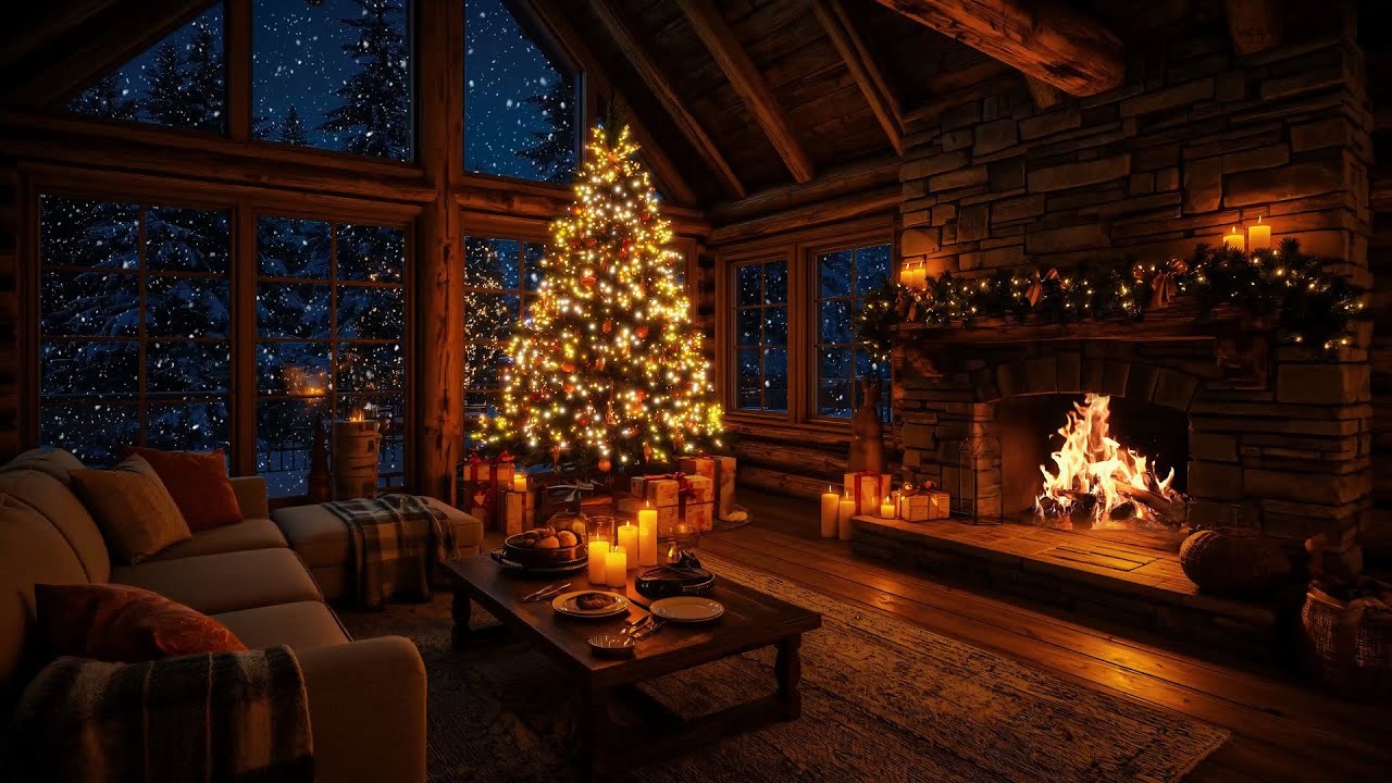 Warm Christmas Fireplace 2025 | Relaxing Piano Music & Crackling Fire for Sleep and Calm