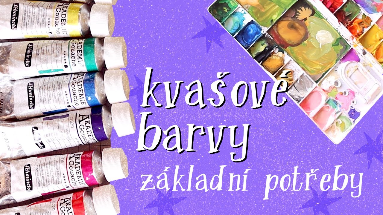 Kvašová malba / základní potřeby pro malbu - štětec, barvy, papír / kvašové vodové barvy
