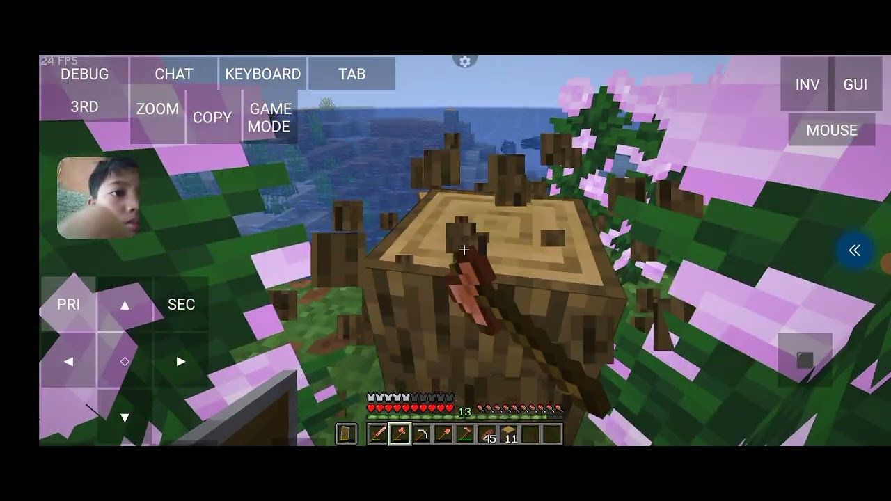 Aku potong kayu di Minecraft java aku memakai fasecam🎉
