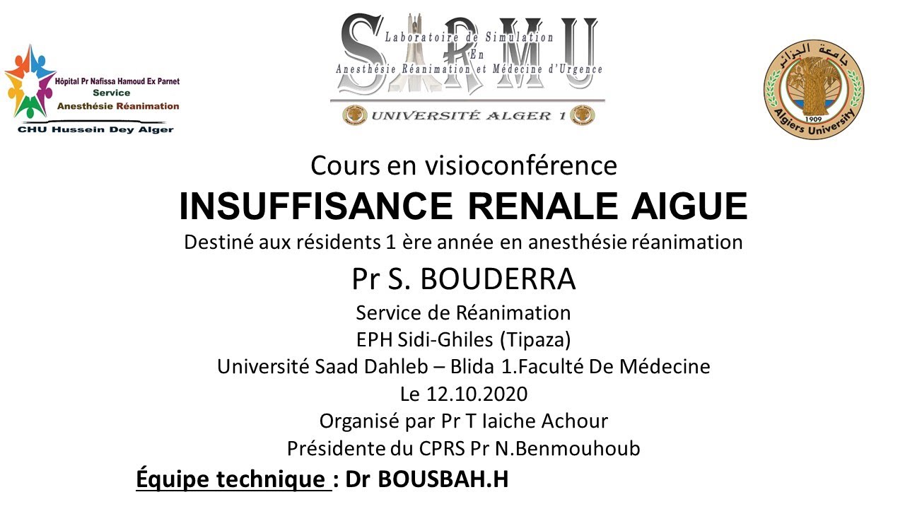 Insuffisance rénal aigüe. Pr S.Bouderra