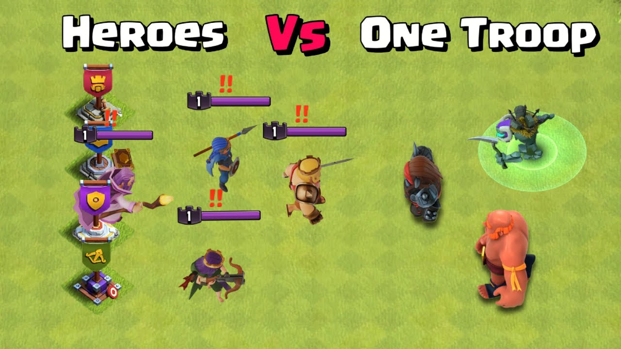 Level 1 Heroes vs 1 Temporary Troop | clash of clans