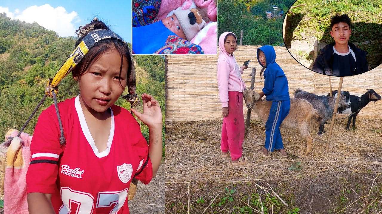 Anita working with siblings & mom II Aaditma enjoying in Khotang@pastorallifeofnepal