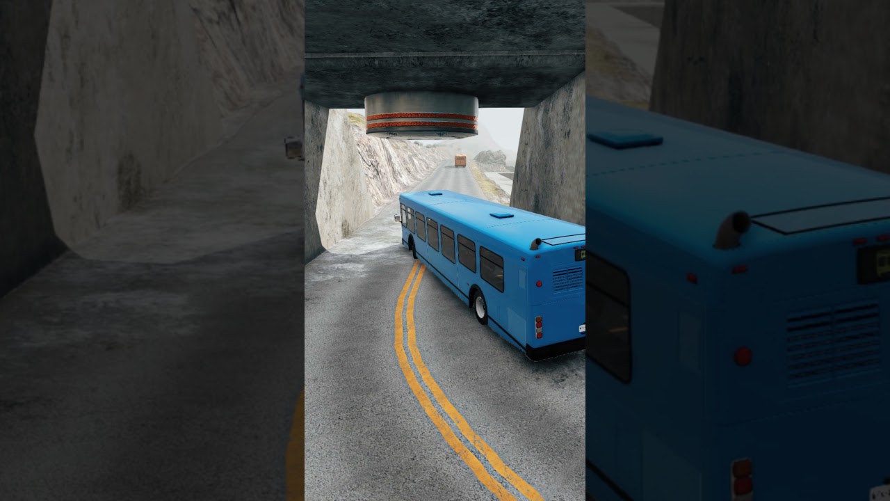 School Bus vs Tunnel Hydraulic Bolldar Crash BeamNG.Drive #shortsfeed #trending #beamngdrive