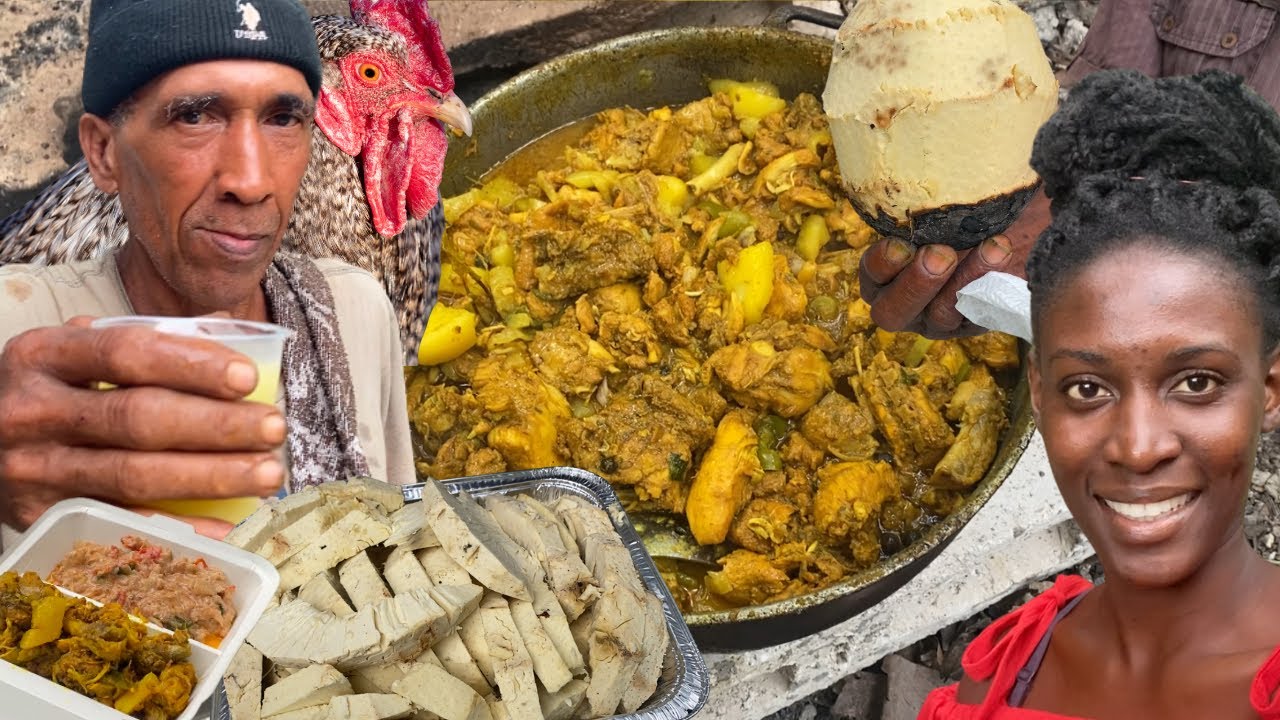 “Full Yardman” Meal for our Subscribers 🇺🇸❤️🇯🇲 — Curry Chicken, Saltfish Run Down & Roast Breadfruit
