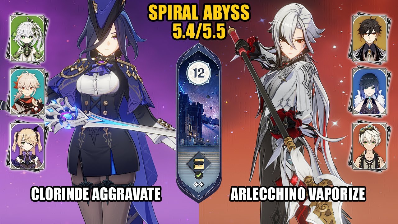 Clorinde Aggravate & Arlecchino Vaporize | NEW Spiral Abyss 5.4 | Genshin Impact