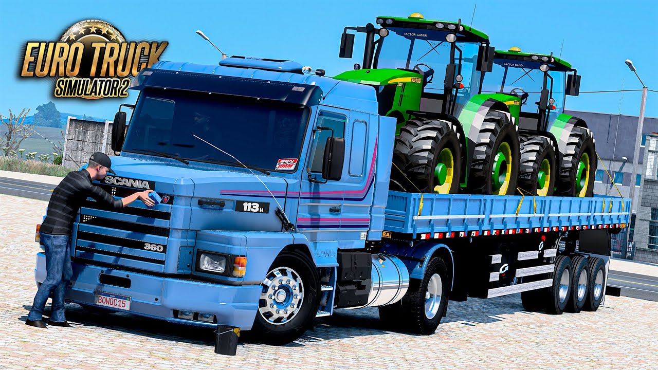 Scania 113h Transportando Tratores - Euro Truck 2 Mods 1.47