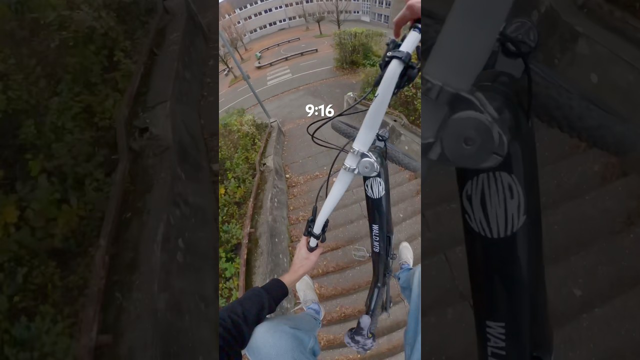MTB street stair gap jumping with 2 perspectives, which one is better 🤔 #mtb #bike #urbanfreeride