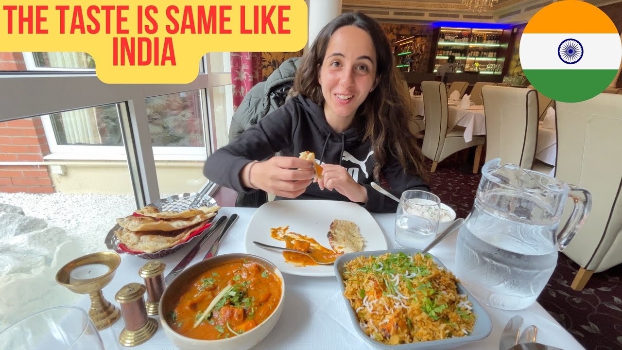 European Girl Trying Indian Food In Ireland