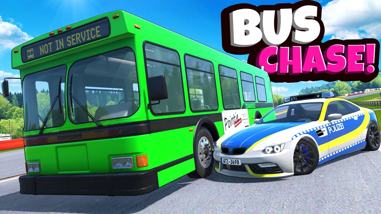 Epic Bus Police Chase on MASSIVE Race Track in BeamNG Drive Mods!