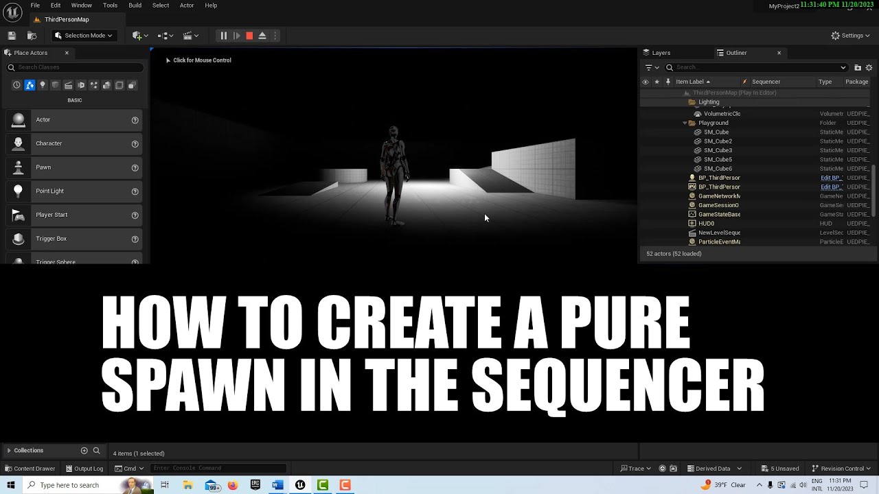 How to Create a Pure Spawn in the Sequencer in Unreal Engine