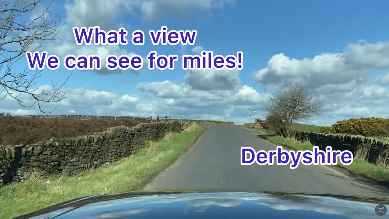 Blue skies and fluffy clouds and wonderful views as we head towards Chesterfield