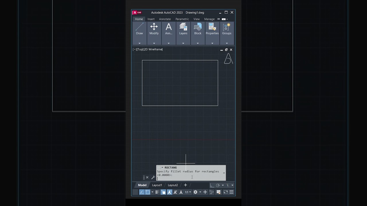 Rectangle (Fillet) - AutoCAD Tutorial #architecture #autocad #architect #cad