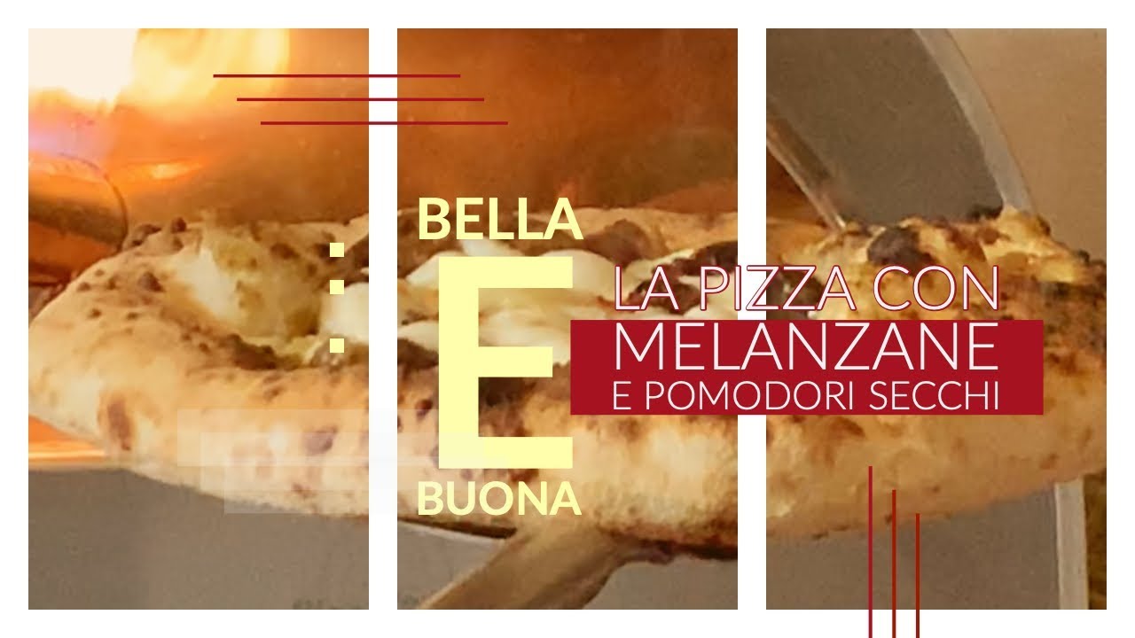La pizza con melanzane,  pomodori secchi, scamorza, crema di pecorino