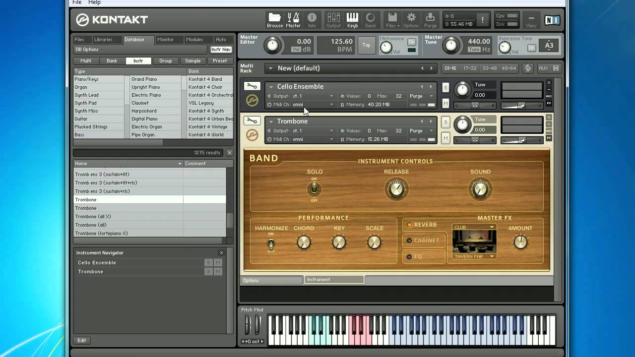 Loading and Playing Instruments with Native Instruments Kontakt 4